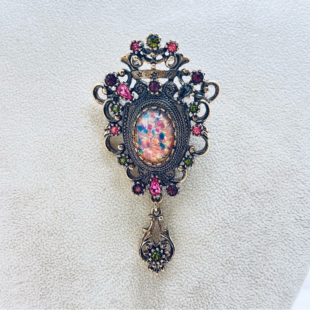 Sarah Coventry Vintage Opal and Jewel Brooch